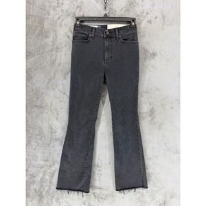 Marine Layer Vintage Straight High Waisted Jeans Faded Black Raw Hem Size 25